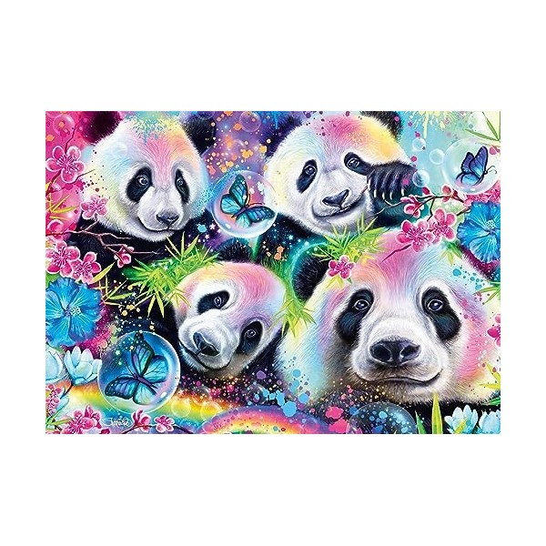 Schmidt Spiele Sheena Pike 58516 Puzzle de Pandas Fleuris Fluo 1000 pièces