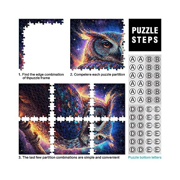 Puzzle 1000 pièces pour Adultes Puzzles nébuleuse Hibou pour Adultes Puzzles en Carton Jouets éducatifs （Taille 26x38cm）