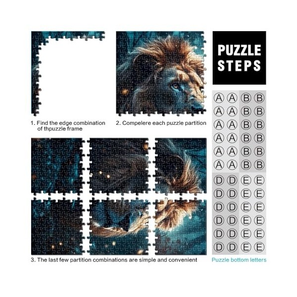 Puzzle pour Adultes et Enfants Lions dans Les forêts Magiques Puzzles 1000 pièces pour Adultes pour Adultes et familles Puzzl