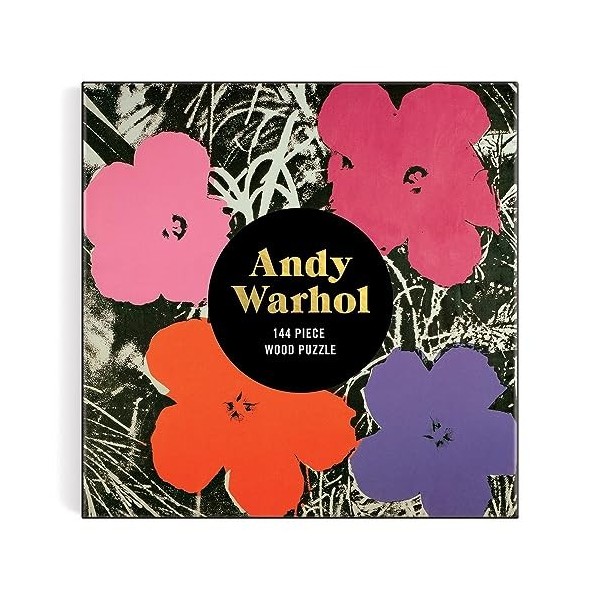 Galison 9780735373143 Andy Warhol Flowers Wooden Jigsaw Puzzle, Multicoloured, 144 Pieces