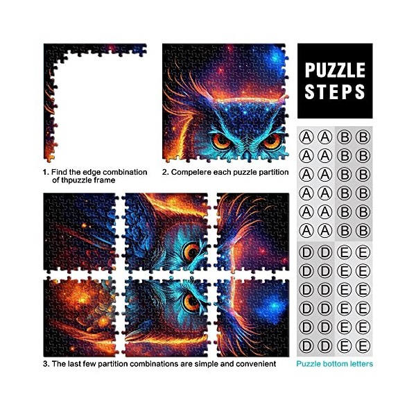 1000 pièces Puzzle nébuleuse Hibou Puzzles pour Adultes Puzzles en Carton activité familiale Taille 26x38cm 