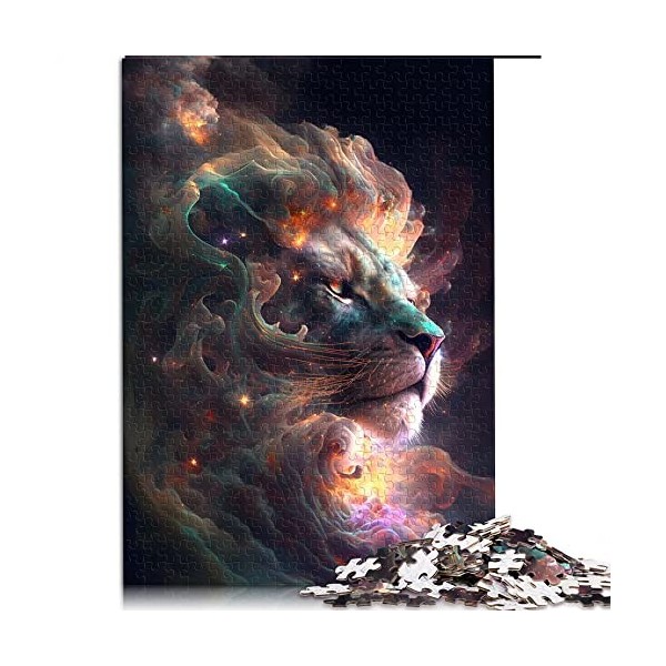 Puzzles pour Adultes 1000 pièces Puzzles Lion Galaxy Puzzles pour Enfants Puzzles en Carton Jeu éducatif （Taille 26x38cm）