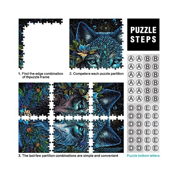 Puzzle 1000 pièces pour Adultes Loup dans Mandala Jungle Puzzles pour Adultes Puzzles en Carton Difficile et Défi Taille 26x