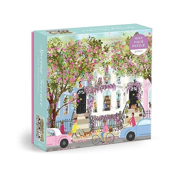 Galison Terrasse printanière-Puzzle Joy Laforme de 1000 pièces Quartier rempli de Magnolia Un Jour de Printemps, Multicolore