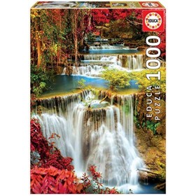 Educa - Puzzle de 1000 pièces pour Adultes | Chutes deau dans La Foret. Comprend Fix Puzzle Tail pour laccrocher Une Fois l
