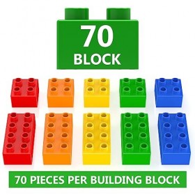 WYSWYG Lot de 70 grandes briques classiques en 5 couleurs, compatibles avec les blocs de construction Duplo et les meilleures