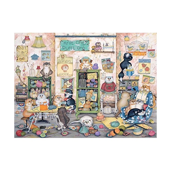 Ravensburger Crazy Cats No.7 - Knit One, Purrl One 500 Piece Jigsaw Puzzle for Adults & for Kids Age 10 and Up