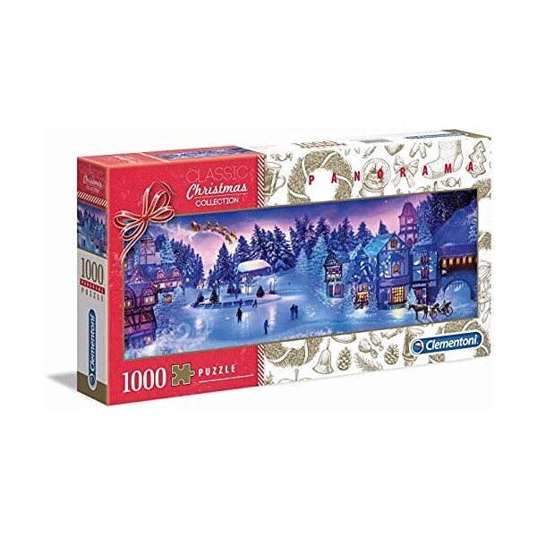Clementoni Collection Panorama Christmas Dream 1000 pièces, Noel, panoramique-fabriqué en Italie, Puzzle Adulte, 39582, Multi
