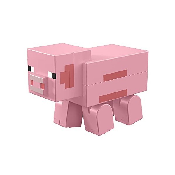 Minecraft Fusion figurine Cochon 20 cm à assembler, jouet d’action et d’aventure pour enfant inspiré par le jeu vidéo, pour e