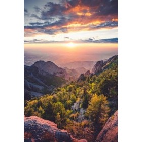Coucher de Soleil dans Les Montagnes, Puzzle en Bois 300 pièces, Jeu de Puzzle