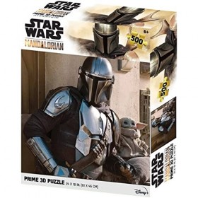 Prime 3D Star Wars: The Mandalorian - Puzzle lenticulaire Grogu et Mando 500 pcs 61x46 cm