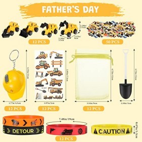 Harrycle 134 Pièces Décorations de Fête de Construction Inclure Jouets Voitures de Construction Bracelets en Silicone Autocol