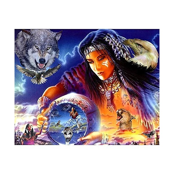 Puzzle 1000 pièces Puzzle Indiens tribus Personnes et Animaux pour Adultes Enfants 26X38cm（10.23 * 14.96inch）