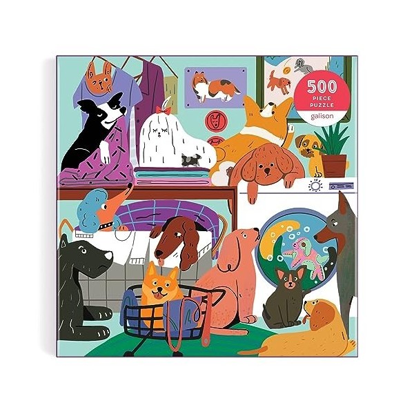 Galison 9780735374874 Laundry Dogs Jigsaw Puzzle, Multicoloured, 500 Pieces