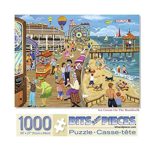 Bits and Pieces 1000 Piece Jigsaw Puzzle pour Adultes crème glacée sur la Promenade 1000 Plage Pc, Jersey Shore Jigsaw par Sa