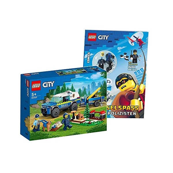 Lego City Set : entraînement mobile pour chien de police, jouet de voiture de police 60369 + Lego City – Puzzle amusant pou