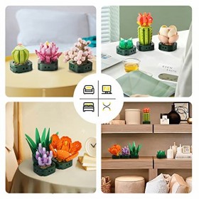 YESHIN Botanical Collection Ensemble de blocs de construction pour décoration dintérieur avec 9 mini plantes - Cadeau / obje