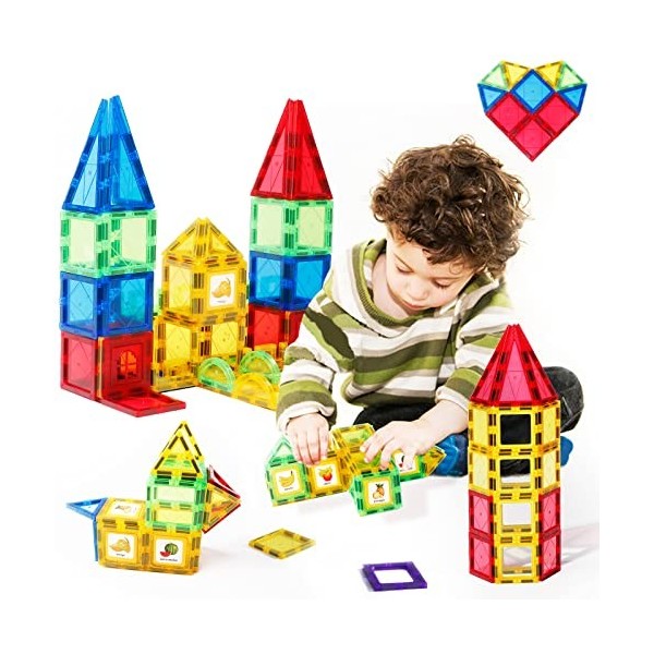 Blocs de construction magnétiques Jouets magnétiques pour enfants à partir de 3, 4, 5, 6, 7, 8 ans Tokblok Cadeau de Noël ou 