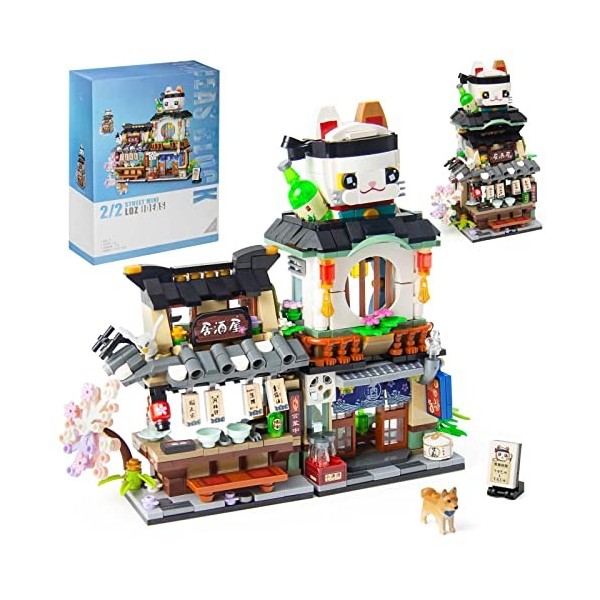 OundarM Kit de Mini-Blocs Street View Japonais - Izakaya Shop, Jouet Pliable, Cadeau pour Adultes, garçons, Filles de 6 Ans e