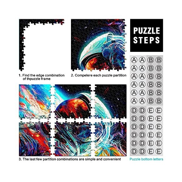 Puzzles 1000 Pièces pour Adultes et Enfants par Astronaute Coloré Puzzles pour Adultes Puzzles en Carton Jeu Éducatif Défi Jo