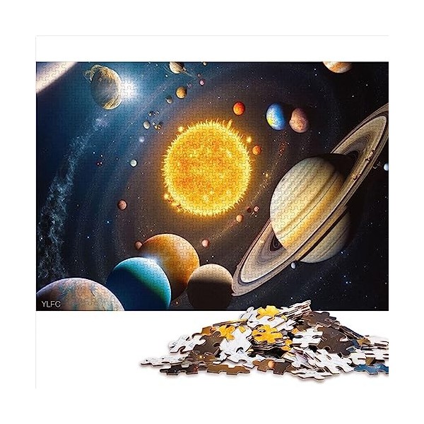 Puzzles pour Adultes Système Solaire néon Puzzle 1000 pièces Ados Puzzles en Carton Cadeaux danniversaire de Noël Taille: 26