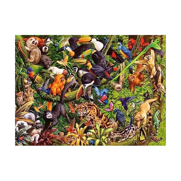 Ravensburger- Elefant,Tiger Jungle colorée-Puzzle de 200 pièces pour Enfants à partir de 8 Ans, 13351, Jaune