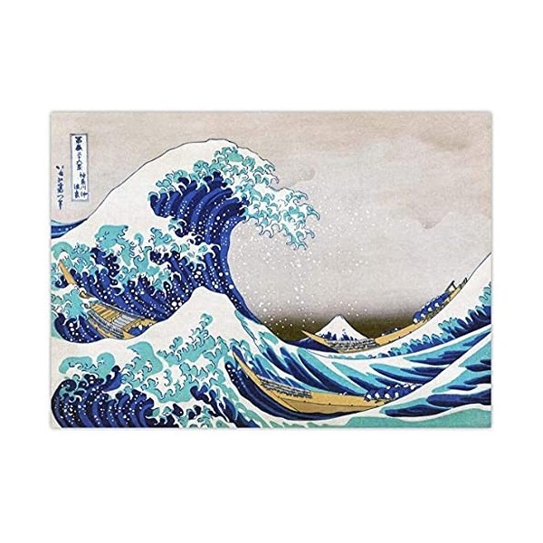 Puzzle 1000 Pièces La Grande Vague De Kanagawa Katsushika Hokusai Affiche Vintage Vent Clair Matin PapierPour Adultes Enfants