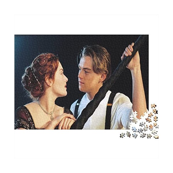 Titanic Puzzle pour Enfants Puzzles De Jack and Rose Motion Picture Pattern 300 Pièces pour Adultes,en Bois,Puzzle Jeux Éduca