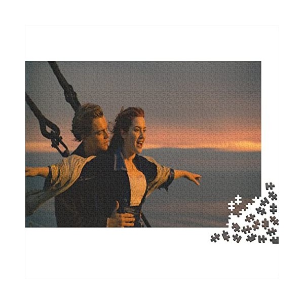 Titanic Puzzle pour Enfants Puzzles De Jack and Rose Motion Picture Pattern 300 Pièces pour Adultes,en Bois,Puzzle Jeux Éduca