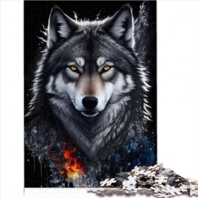 Puzzles Portrait de Loup Gris pour Adultes Puzzles pour Adultes Puzzles en Bois 300 pièces Puzzle Durable pour Adultes Puzzle