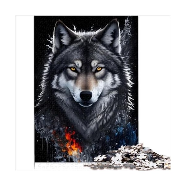 Puzzles Portrait de Loup Gris pour Adultes Puzzles pour Adultes Puzzles en Bois 300 pièces Puzzle Durable pour Adultes Puzzle