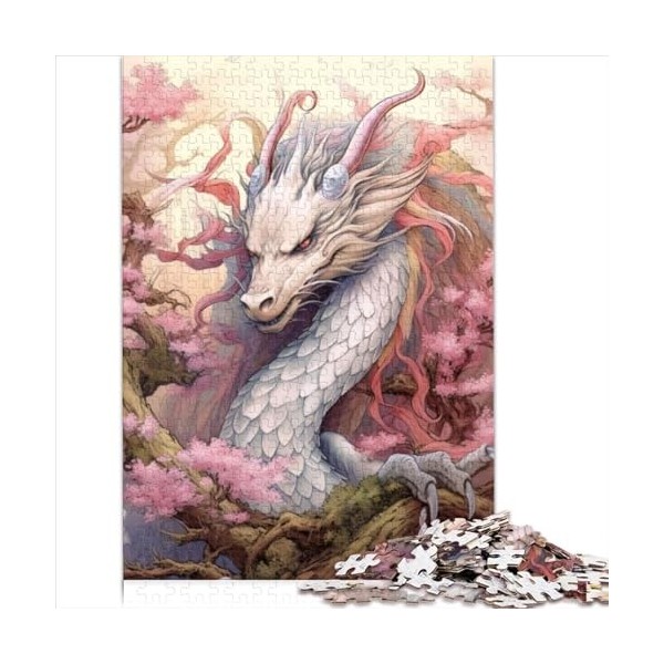 Puzzles pour Adultes Puzzle Dragon Japonais Cerise 300 pièces pour Adultes Puzzle en Bois pour Adultes et Enfants à partir de