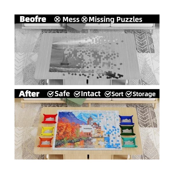 MOZOOSON Tapis de Puzzle 3000 Pièces, Tapis de Rangement pour 1000 2000 3000 Puzzles, Portable Puzzle Roll Up Mat Feutre avec