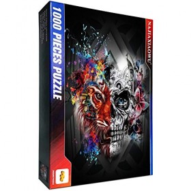 Puzzle 1000 Pièces Adulte Enfant Adultes en Bois Puzzles-Crâne De Tigre-Art DIY Jeu Occasionnel Jouets Cadeau Intéressants Am