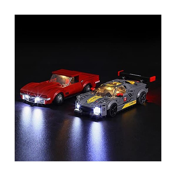 GEAMENT Jeu De Lumières Compatible avec Lego Chevrolet Corvette C8.R Race Car et 1968 CC - Kit Déclairage LED pour Speed Cha