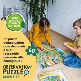 Adventerra Games, Puzzle dObservation Green City, Puzzle Géant pour Enfants dès 4 Ans, Jeu Montessori, Educatif et Ecologiqu