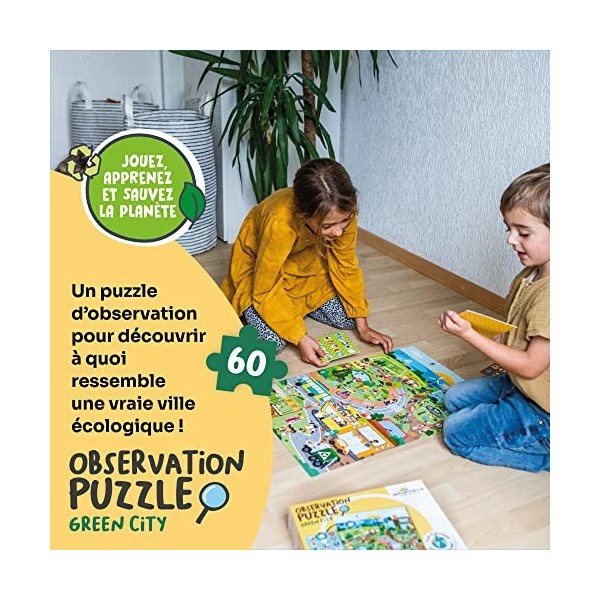 Adventerra Games, Puzzle dObservation Green City, Puzzle Géant pour Enfants dès 4 Ans, Jeu Montessori, Educatif et Ecologiqu