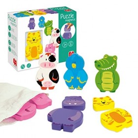 Goula - Puzzle magnétique interchangeable - Puzzle enfant en bois - Dès 1 an - 12 pièces - Multicolore