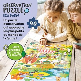 Adventerra Games, Puzzle dObservation Eco Farm, Puzzle Géant pour Enfants dès 3 Ans, Jeu Montessori, Educatif et Ecologique