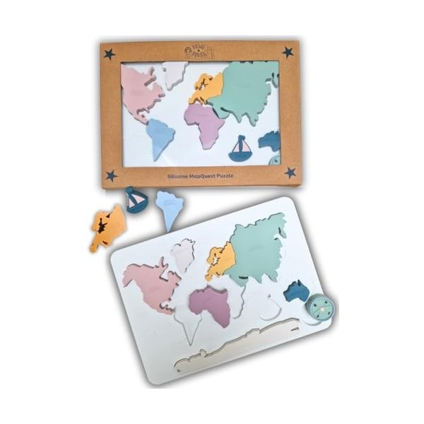 Jeux Montessori 3 Ans & Plus- Puzzle Mappemonde - Puzzle Silicone - Jeu Montessori Continents & Mers du Monde, Budhi Budha - 