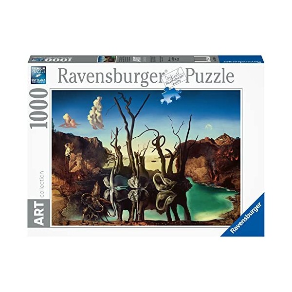 Ravensburger - Puzzle Adulte - Puzzle 1000 p - Art collection - Cygnes se reflétant en éléphants / Salvador Dali - 17180