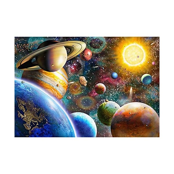 Puzzles 1000 pièces pour adultes, familles voyageur spatial, système solaire pièces semboîtent parfaitement