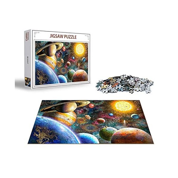 Puzzles 1000 pièces pour adultes, familles voyageur spatial, système solaire pièces semboîtent parfaitement