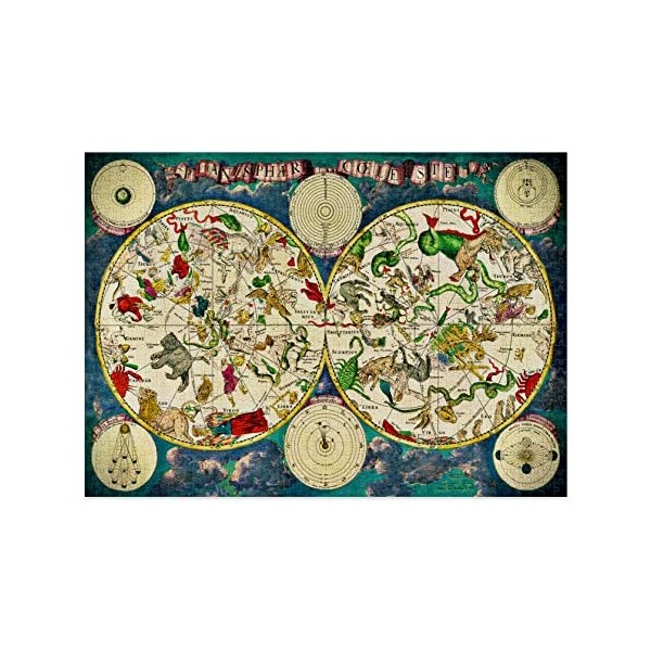 Cloudberries Celestial de Puzzle Haut de Gamme de 1000 pièces pour Adultes avec Carte étoilée Vintage et Conception astronomi