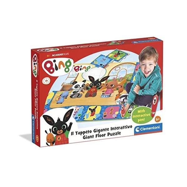 Clementoni Bing – Le Tapis géant Puzzle Enfants 24 Maxi pièces avec Stylo interactif, Jeu éducatif 3 Ans – Fabriqué en Italie