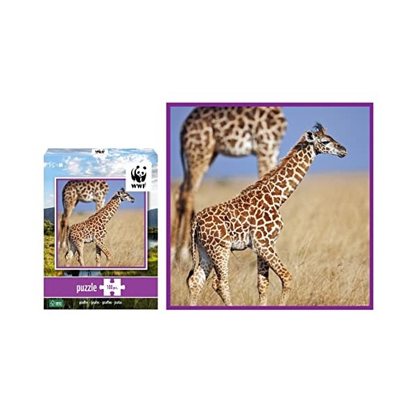 WWF Puzzle 100 pièces-Animaux-Famille girafe, 103