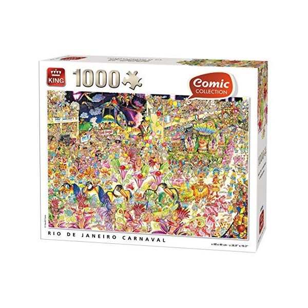 King- Puzzle Carnaval Comic Cartoon Rio De Janeiro 1000 pièces, 55926, Pleine Couleur