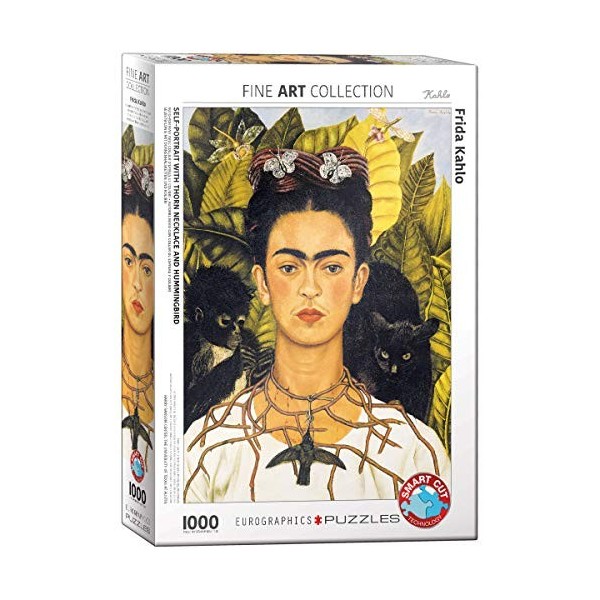 Eurographics Frida Kahlo "Self Portrait avec collier et Thorn Hummingbird" Puzzle 1000p, multicolore 
