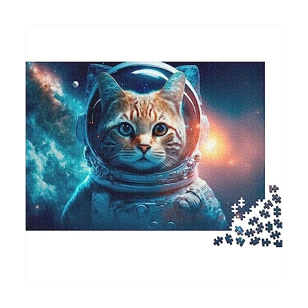 Puzzle pour adultes - 500 pièces - Chat de lespace - Puzzle animaux de lespace pour adultes, femmes et hommes - Cadeau stim