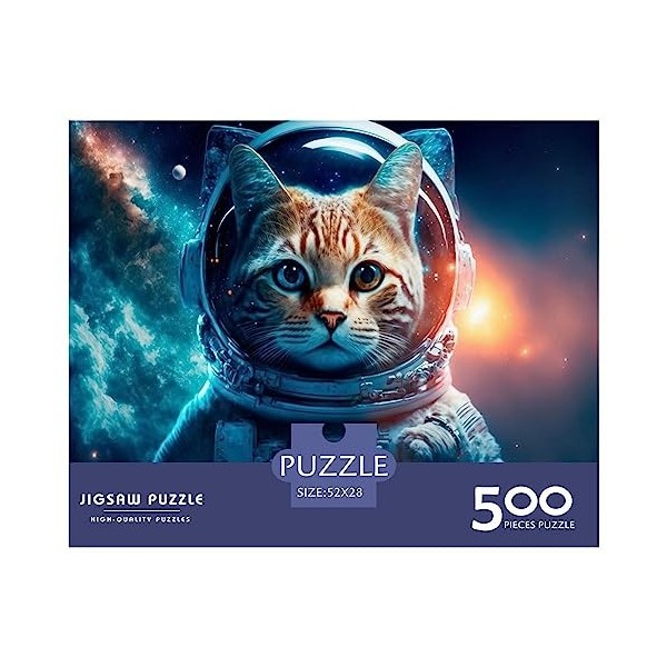 Puzzle pour adultes - 500 pièces - Chat de lespace - Puzzle animaux de lespace pour adultes, femmes et hommes - Cadeau stim